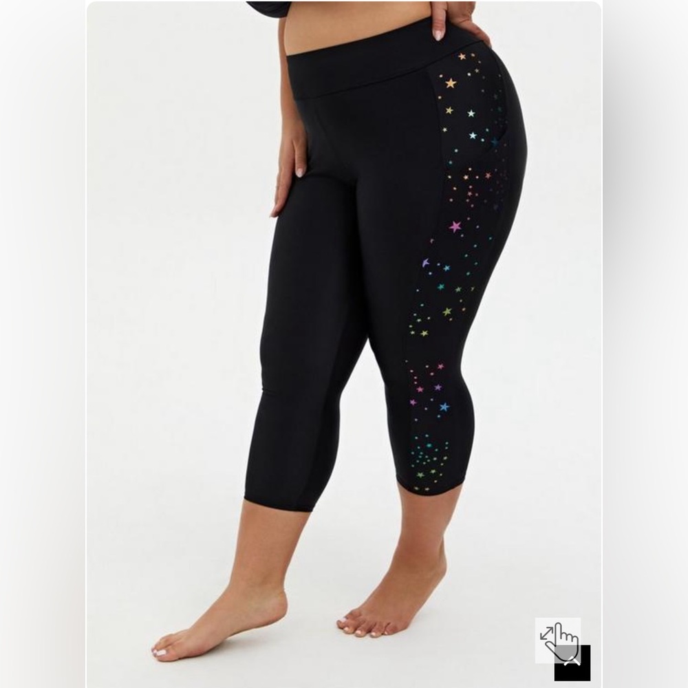 Torrid High-Rise Pocket Capri Swim Legging | Rainbow Stars | NWT | 3 3X 22-24